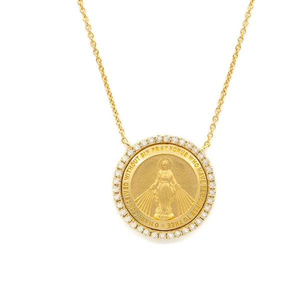 Round Diamond Miraculous Medal