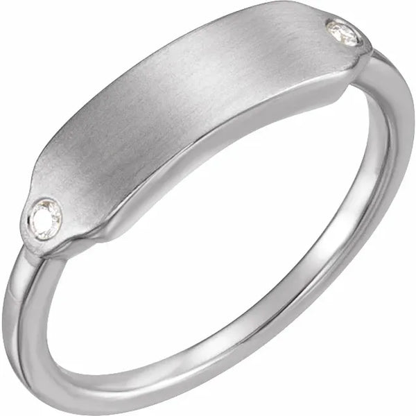 14K Gold and Diamond Rectangle Signet Ring