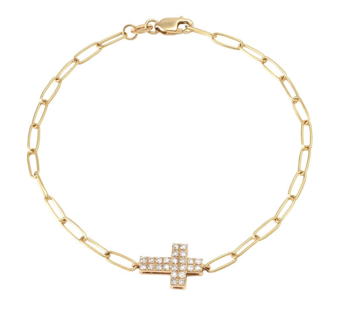 Gold diamond cross bracelet Clearance