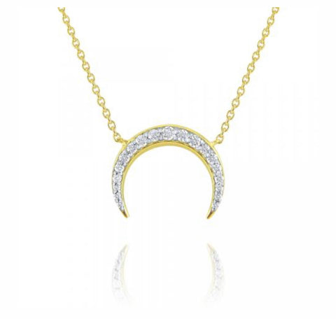 14k Gold and Diamond Luna Moon Necklace