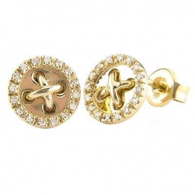 14kt and Diamond Button Earrings