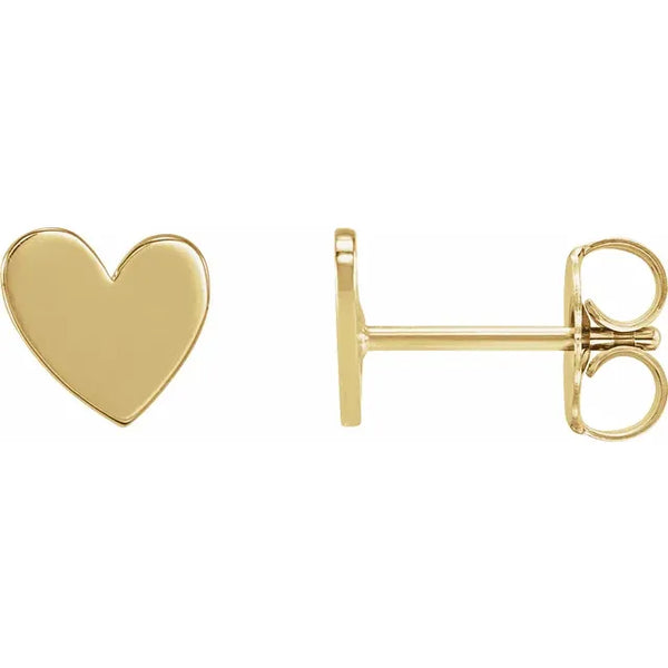14k Yellow Gold Asymmetrical Heart Earrings