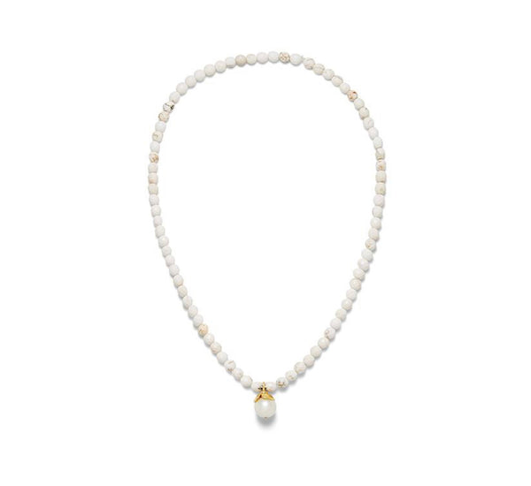 Crisp White Turquoise and Pearl Petal Necklace