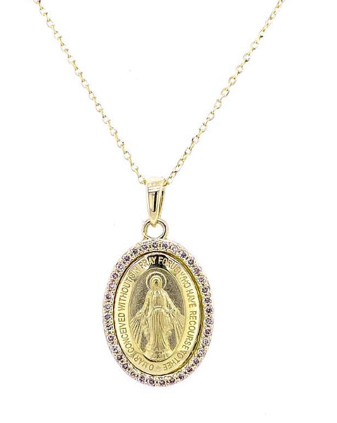 14k Gold and Diamond Miraculous Medal