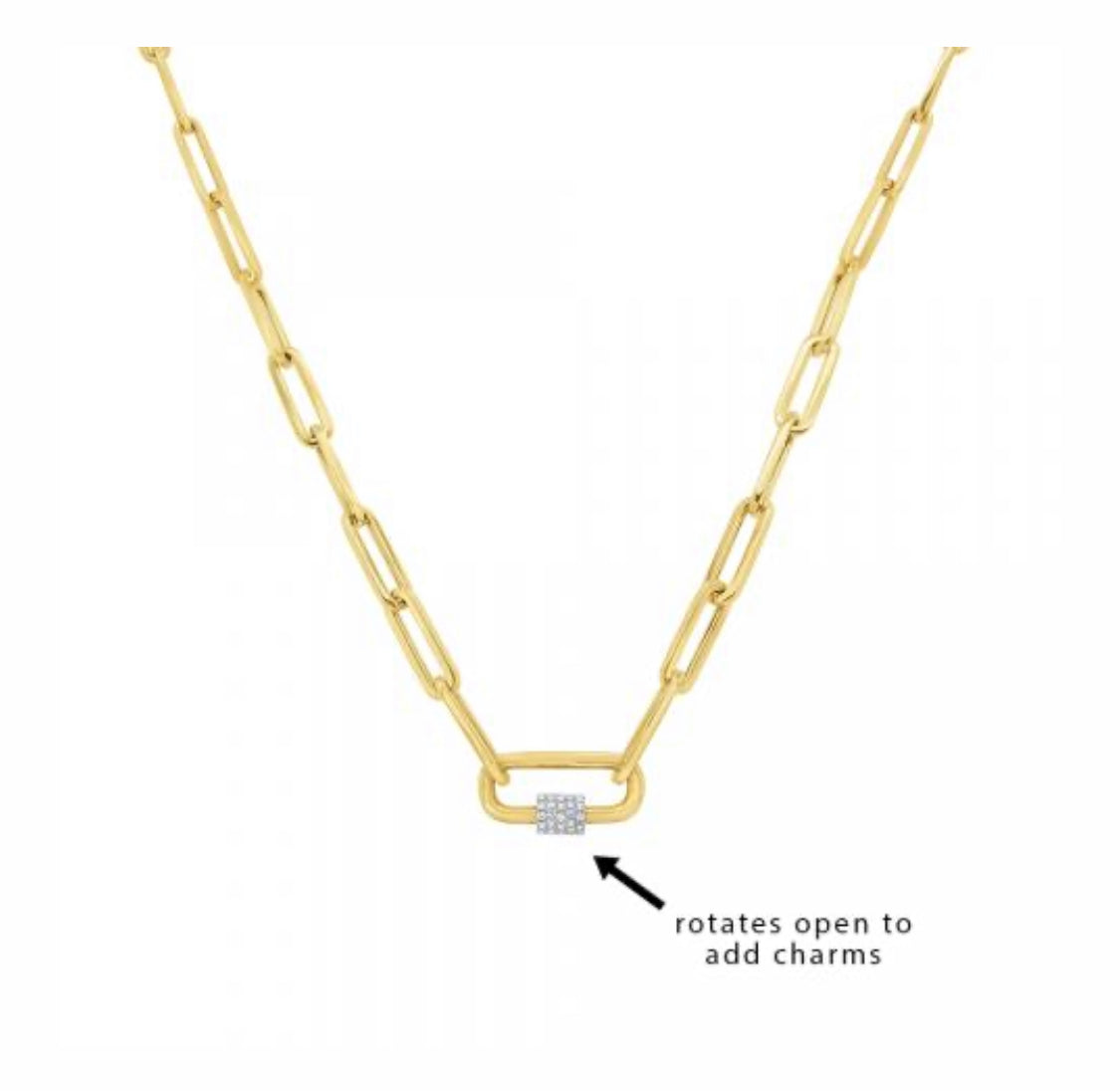 Heavy Weight Paperclip Chain with Charm Holder