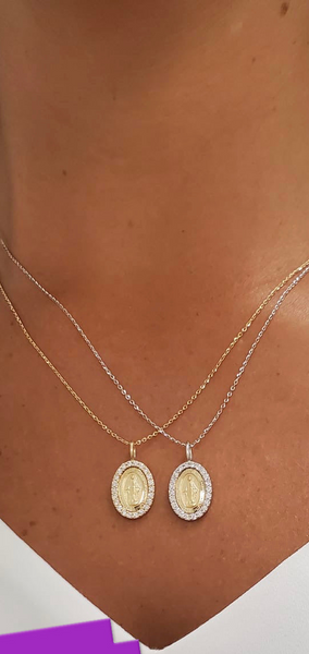 14k Gold and Diamond Miraculous Medal
