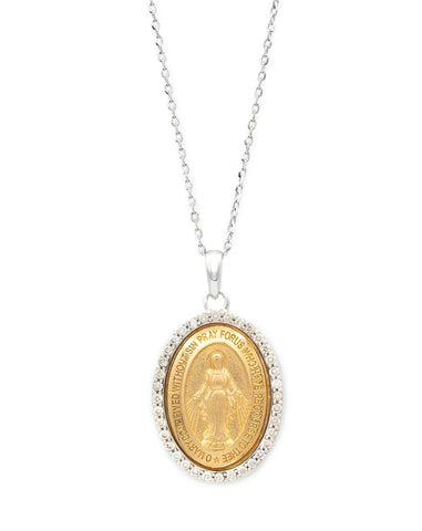 14k Gold and Diamond Miraculous Medal