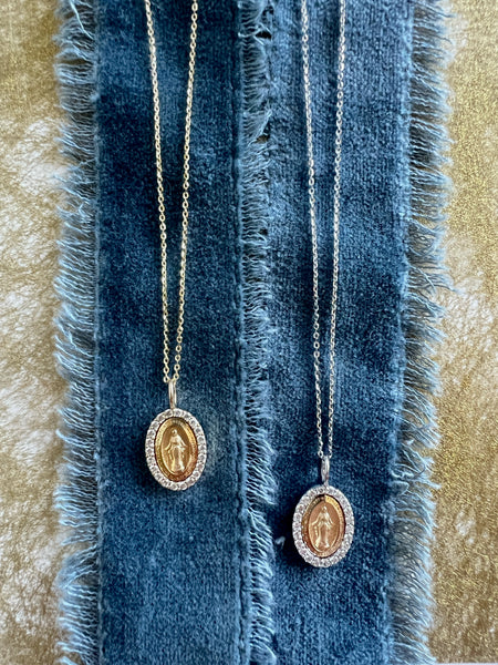 14k Gold and Diamond Miraculous Medal