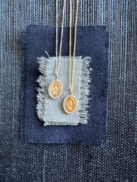 14k Gold and Diamond Miraculous Medal