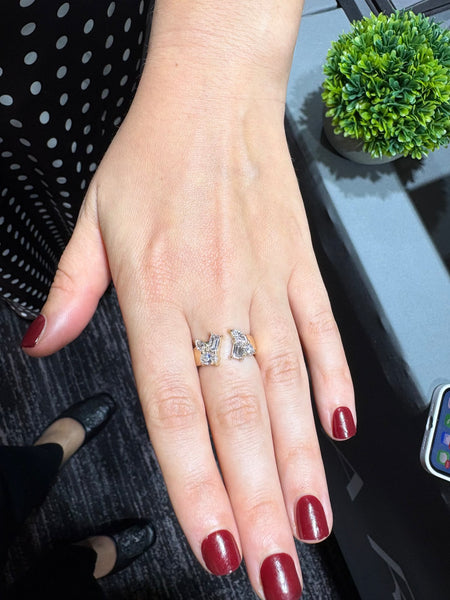 14k Yellow Gold and Lab Grown Diamond Negative Space Ring