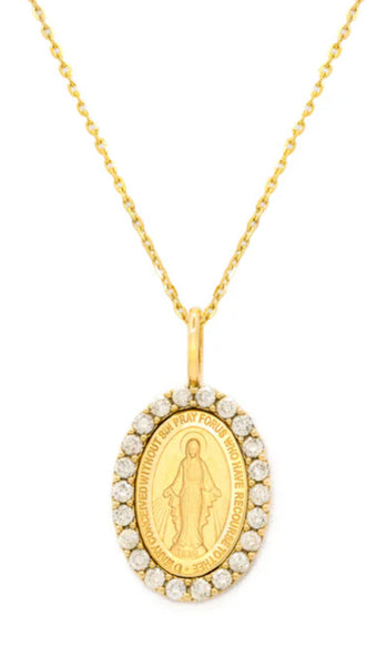 14k Gold and Diamond Miraculous Medal