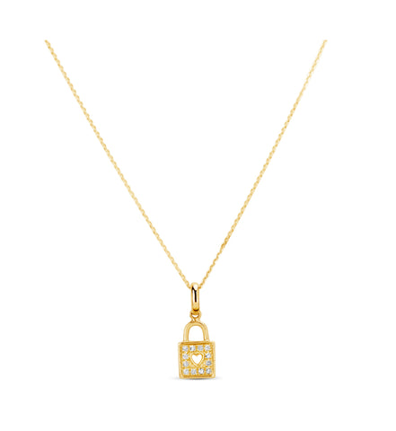Diamond Padlock Heart Pendant
