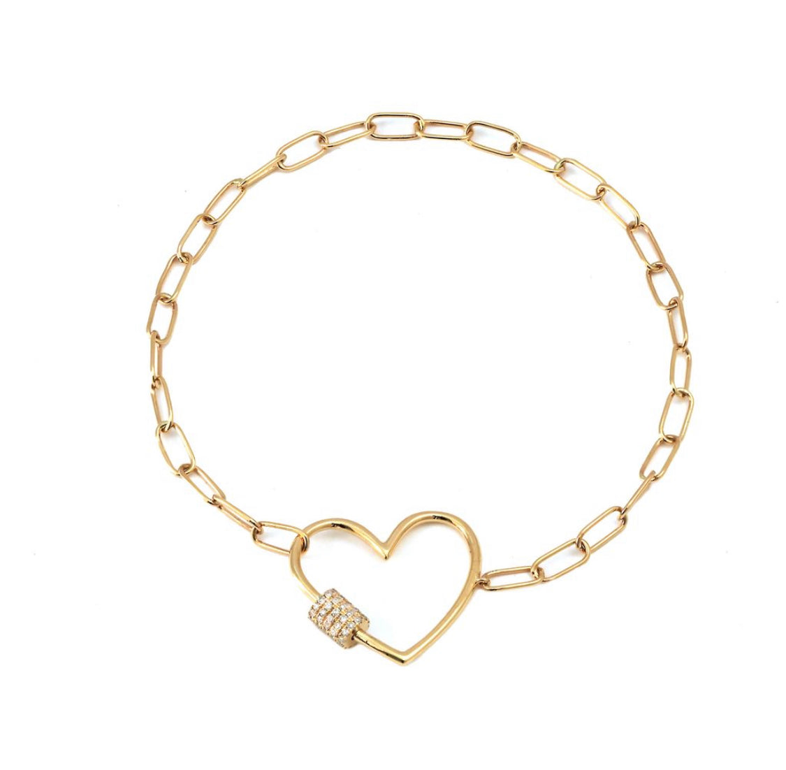 Open Heart Diamond Lock Bracelet