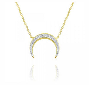14k Gold and Diamond Luna Moon Necklace