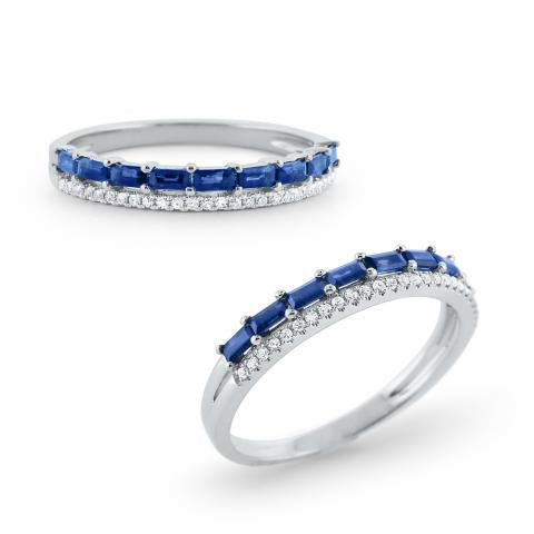14k Sapphire and Diamond Band Ring