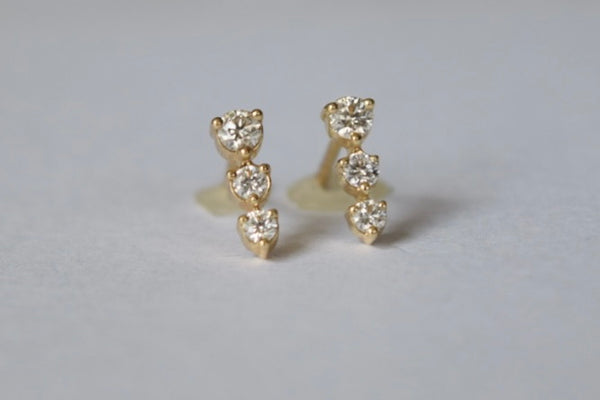 Three Stone Diamond Earrings