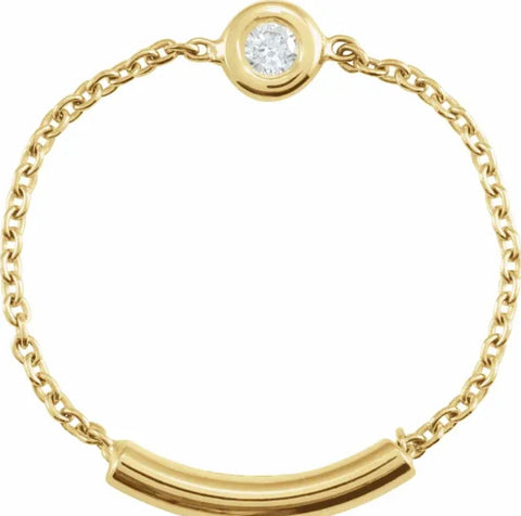 14k Bezel Set Diamond Chain Ring