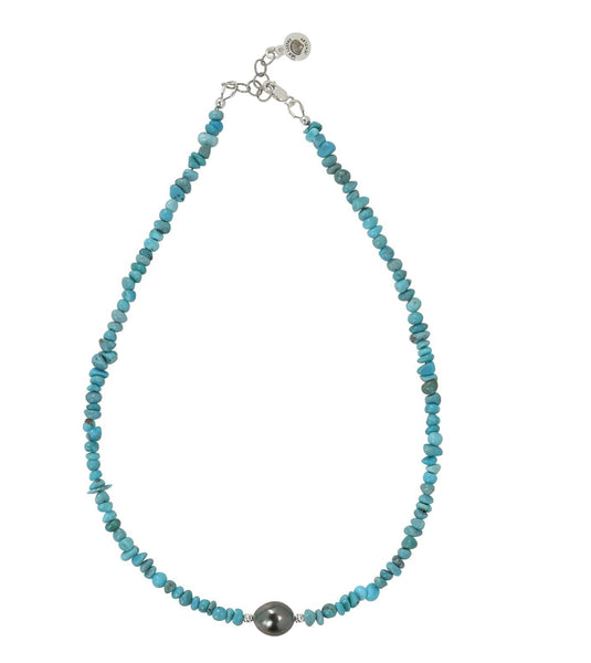 Tahitian Pearl & Turquoise Necklace