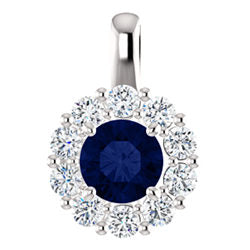 Sapphire and Diamond Halo Pendant