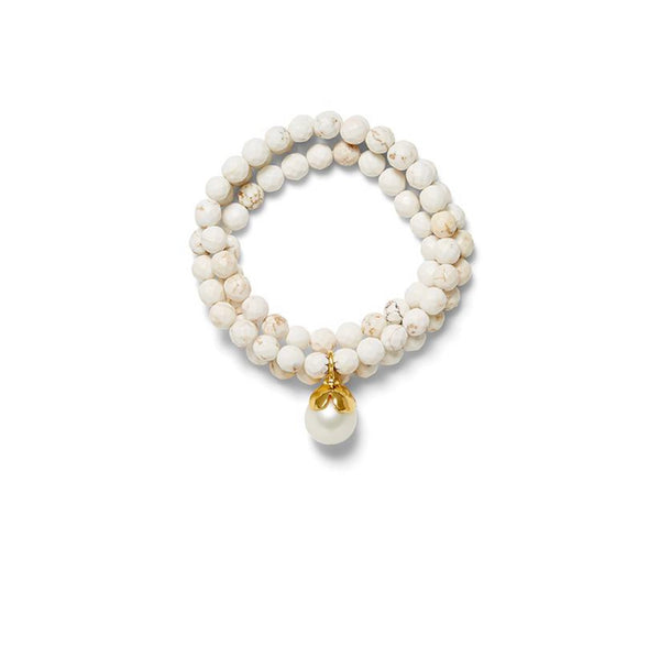 Crisp White Turquoise and Pearl Petal Necklace