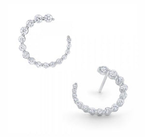 14k Gold and Graduated Diamond Spiral Earrings