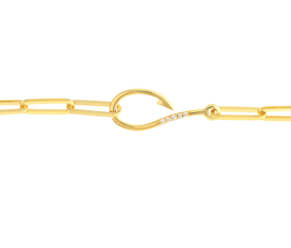 Diamond Hook Paperclip Bracelet