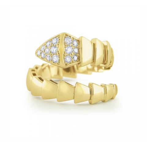 14k Gold and Diamond Serpent Ring