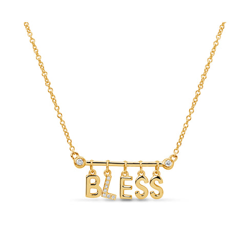 Diamond “Bless” Pendant Necklace