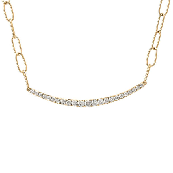 Diamond Bar Necklace on a Paperclip Chain