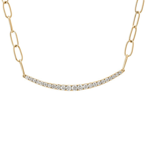 Diamond Bar Necklace on a Paperclip Chain