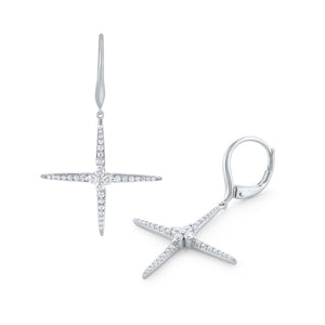 Diamond Cross Drop Earrings