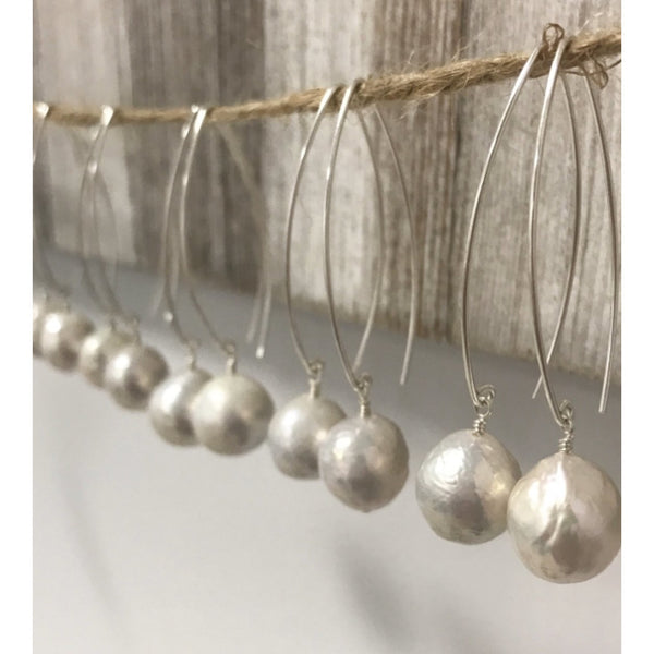 Sterling Silver Baroque Freshwater Pearl Threader Earrings