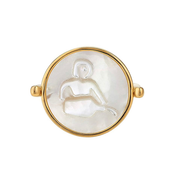 Sleek Zodiac Mother of Pearl Ring