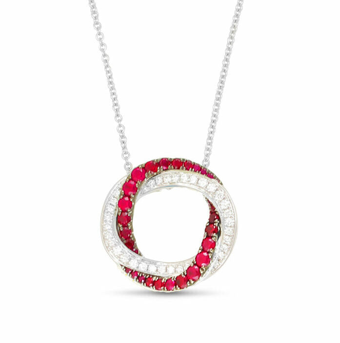 Small “Halo” Pendant with Rubies and Diamonds