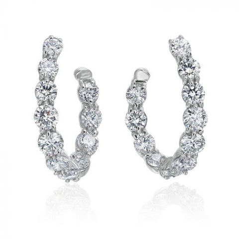 New Moon Diamond Curved Hoop Earrings