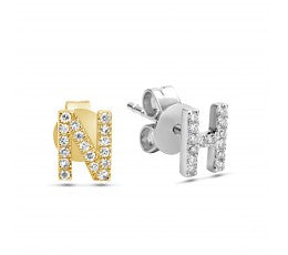 Diamond Initial Stud Earring