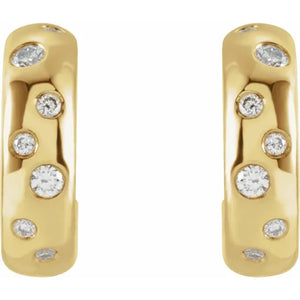14k Gold and Diamond Hoop Earrings