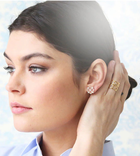 Pavé Diamond Lattice Earrings