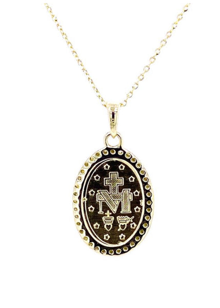 14k Gold and Diamond Miraculous Medal