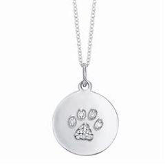 Disc Necklace with Diamond Paw