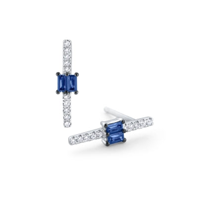 Sapphire & Diamond Mosaic Stud Earrings Set in 14 Kt. Gold