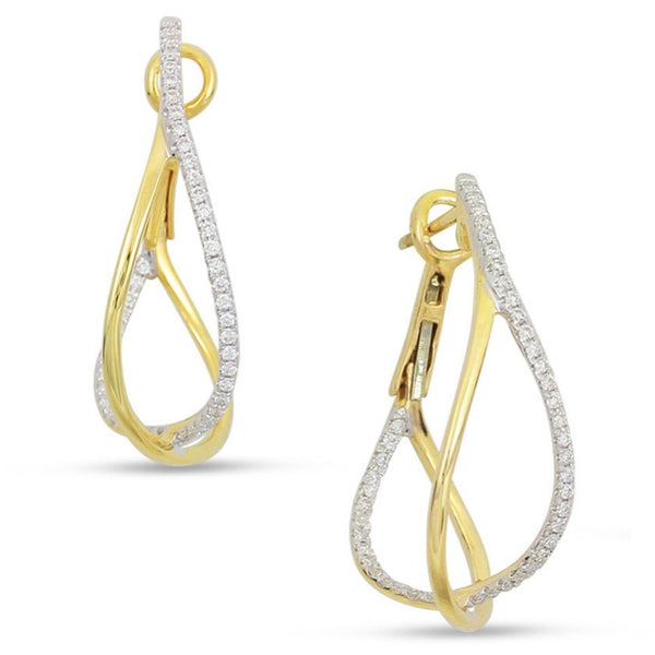 14K Gold and Diamond Crossover Hoops