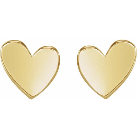 14k Yellow Gold Asymmetrical Heart Earrings