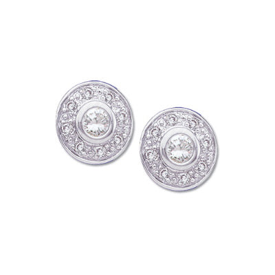 Diamond Cluster Button Earrings