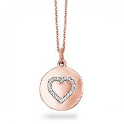 Disc Necklace with Diamond Heart