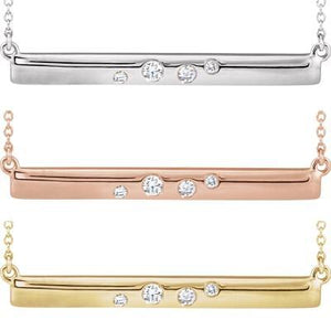 14k Gold and Diamond Bar Necklace