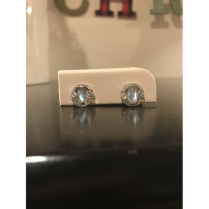 Art Deco Platinum Moonstone and Diamond Earrings