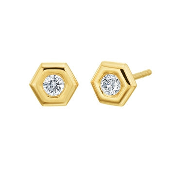 Gumuchian 18k Gold and Diamond "Mini B" Stud Earrings