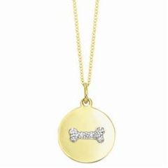 Disc Necklace with Diamond Dog Bone