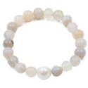 Freshwater Pearl and Translucent Agate Stretch Bracelet